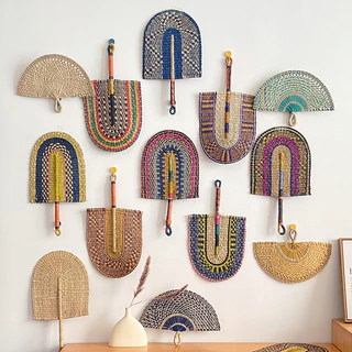 Sea Straw Woven Nordic Hand-Woven Decoration B & B Wall Hanging Living Room Entrance Background Home Wall Fan Pendant RI0I
