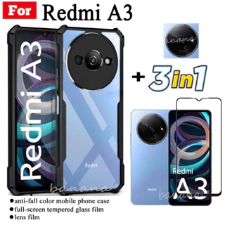 Ốp điện thoại di động chống rơi 3 TRONG 1 Redmi A3 cho Redmi Note 13 Pro Note13 phim kính cường lực + phim ống kính