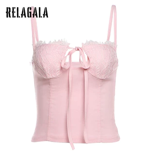 Relagala Nữ 2024 Mới Thời Trang Gợi Cảm Màu Trơn Suspender Quấn Ngực Dây Crop Top