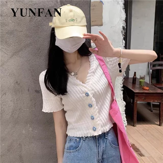 YUNFAN áolen áo cardigan khoác tingoan  Vintage Stylish Trendy Xu hướng WMY24404FF 15Z240408