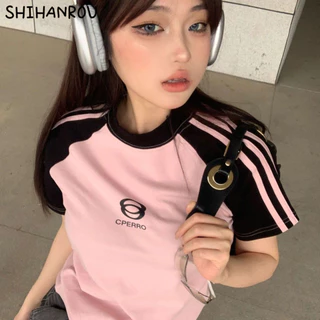 SHIHANROU áo croptop áo thun nữ baby tee Minimalist Dễ thương Phong cách Cute A29J1N4 8Z240219