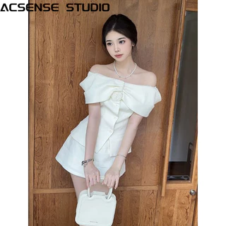 ACSENSE STUDIO Áo Sơ Mi áo sơ mi nữ áo kiểu hàn quốc ins chic dramatic phong cách WSQ2430A24 11Z240313