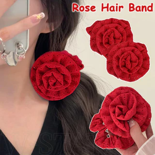 Vintage Rose Large Scrunchie - Thời trang, Tính khí cao cấp, Ngọt ngào - Dây buộc tóc cao su đàn hồi thanh lịch - Mũ nón dây buộc tóc nữ - Giá đỡ đuôi ngựa cho bé gái - Nhẫn tóc phổ biến