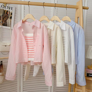 Áo Sơ Mi Rời Nữ Thiết Kế Dài Tay Cardigan Phù Hợp Với Mùa Hè Ngắn Chống Nắng Quần Áo Mỏng Phong Cách Hàn Quốc Tươi