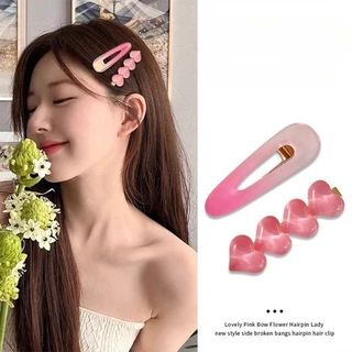 Thời Trang Đơn Giản Màu Đào Dễ Thương Màu Hồng Tóc 2024 Phong Cách Mới Nữ Influencer Kẹp Tóc Mũ Đội Đầu