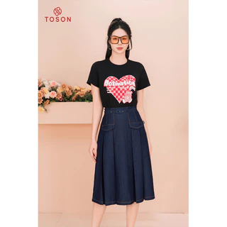 Áo cotton đen in hình tim đỏ AP113B24 - Toson