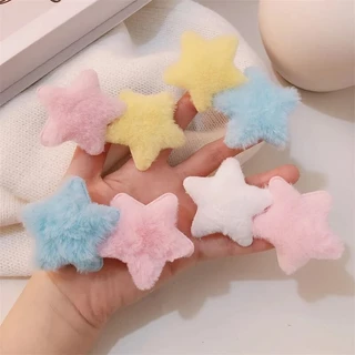 Plush Star Hair Ring Cream Color High Elastic Fleece Ponytail Holder Fashion Charms Hair Rope for Women Daily Headwear