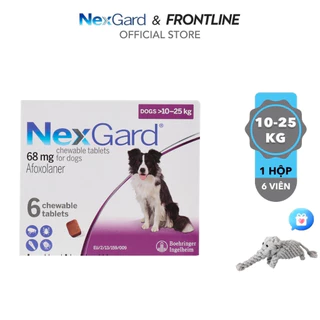 NexGard - Viên nhai phòng & trị ve, rận, bọ chét, ghẻ demodex, sarcoptes dành cho chó size L (10-25kg) - 1 hộp 6 viên