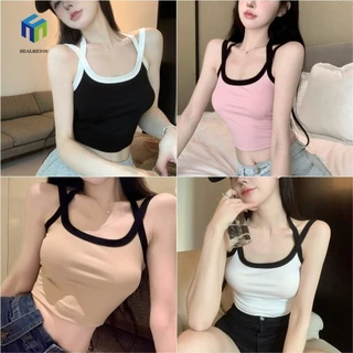 HEALMEYOU Không Tay May Hàng Ngày Mềm Mại Không Lưng Ngọt Ngào Mùa Hè Đi Biển bó sát Đơn Giản Retro Áo Tank