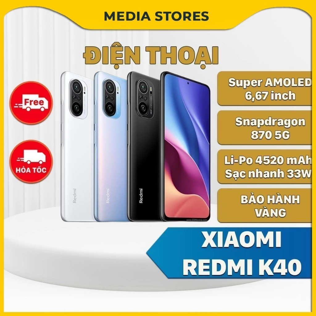 Điện Thoại Xiaomi Redmi K40 (Bảo Hành 12 Tháng Nguồn Và Màn Hình) - Chip Snapdragon 870 5G