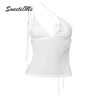 Sweeticme Nữ 2024 Thời Trang Mới Dây Màu Nhân Quả Không Đều Xe Tăng Áo Camisole