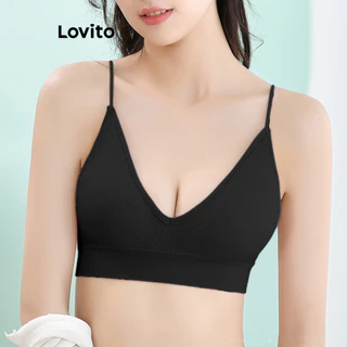 Lovito Áo Bralette hai lớp trơn đơn giản dành cho nữ LNA55084