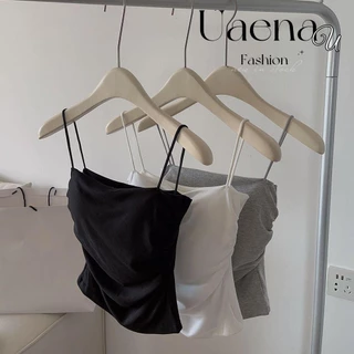 Áo hai dây UAENAU, Áo Vest nữ cổ vuông có kích thước miễn phí, Đơn giản chống ánh sáng với miếng đệm ngực Cốc cố định Gói ngực mùa hè