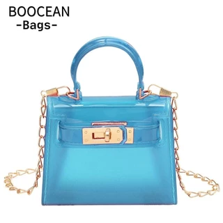 BOOCEAN Túi đeo vai, Túi đeo chéo trong suốt bằng nhựa PVC Jelly, Túi Tote nhỏ đơn giản màu kẹo thời trang dành cho nữ