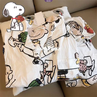 Hoạt Hình Dễ Thương Snoopy Charlie Bộ Đồ Ngủ Nữ Xuân Thu Mới Quần Dài Tay Ký Túc Xá Mặc Ở Nhà [BL]