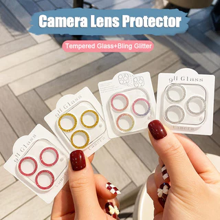 Kính cường lực nhũ kim tuyến bảo vệ Camera Cho iPhone 14 15 Pro Max 11 12 13 Pro Max 12 13 Mini 15 Plus