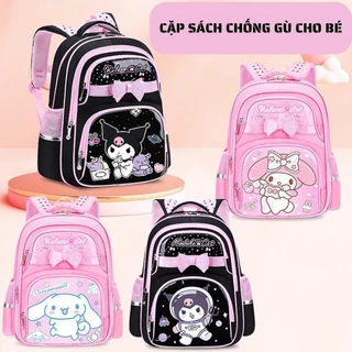 Cặp sách chống gù, balo chống gù cho học sinh tiểu học họa tiết Kuromi Cinnamoroll Melody từ lớp 1 đến lớp 6-nl