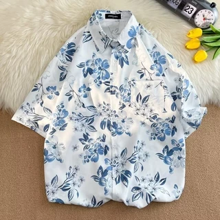 Rời Unisex Hawaii Đi Biển Áo Sơ Mi Nam Nữ Kỳ Nghỉ Mùa Hè Cặp Đôi Tay Ba Phần Tư Nút Hoa