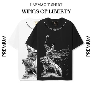 COD Áo thun LAEMAO chất liệu cotton tay lỡ form oversize WING OF LIBERTY /