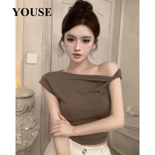 YOUSE áo phông áo thun nữ croptop baby tee Dễ thương Đơn giản Thời trang hàn quốc WCS24407NY 15Z240409