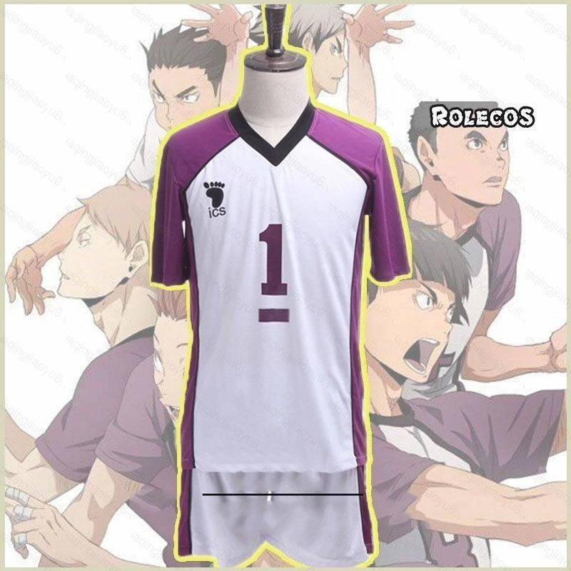 Haikyuu!! Ushijima Wakatoshi Tendo Satori Cosplay Bộ Trang Phục Shiratorizawa Trường Áo Thun Thể Thao Đồng Phục Karasuno Shoyo