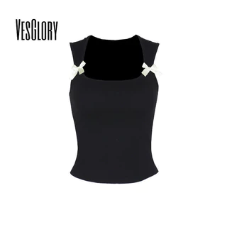 Vesglory Nữ Nơ Thắt Lưng Xe Tăng 2024 Thời Trang Mới Đơn Giản Thường Ngày Đa Năng Vest Nơ Trang Trí Camisole