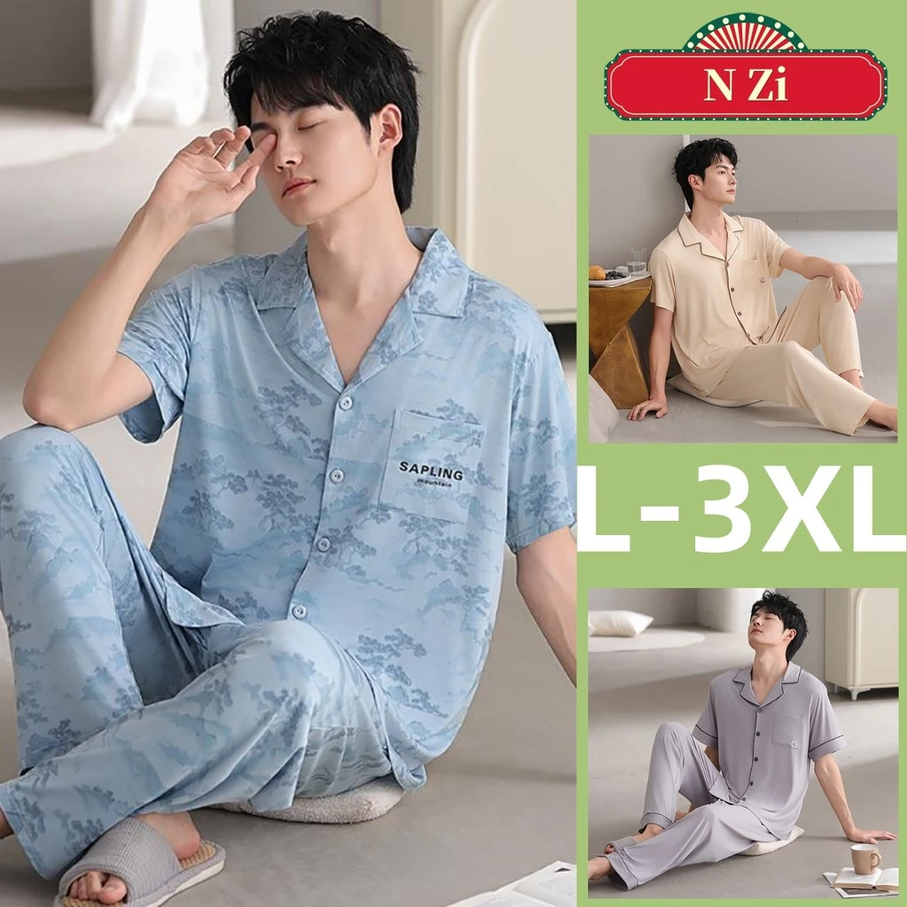 Bộ Đồ Ngủ Nam Modal Plus Kích Thước Bộ Đồ Ngủ Cotton Mùa Hè Tay Ngắn Đồ Ngủ Người Thoải Mái Thoáng Khí Loungewear Mỏng