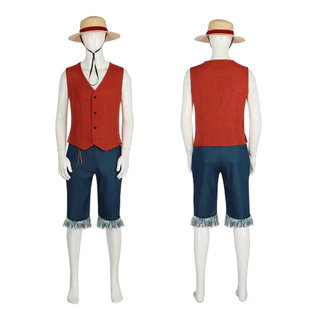 Anime One Piece Khỉ D. Luffy Cosplay Trang Phục Áo Quần Short Phù Hợp Với Mũ Rơm Phiên Bản Trực Tiếp Người Luffy Phù Hợp Với Trang Phục Halloween