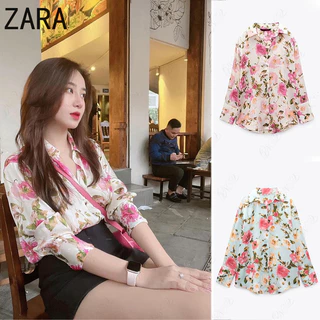 Áo sơ mi họa tiết lụa Satin in hoa Zara Ve áo7969235