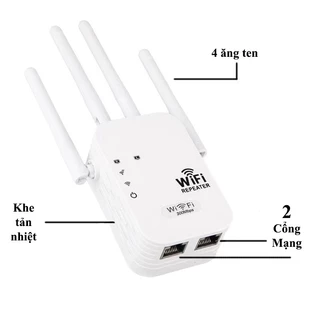 Bộ kích sóng wifi LEANO 4 râu tốc độ 300mbps phát xuyên tường kết nối xa sóng mạnh, Repeater wifi 5ghz 1200Mbps