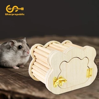 Hamster Gỗ Nhà Lồng Phụ Kiện Đồ Chơi Bằng Gỗ Hamster Nơi ẩn náu Cho Hamster Lùn