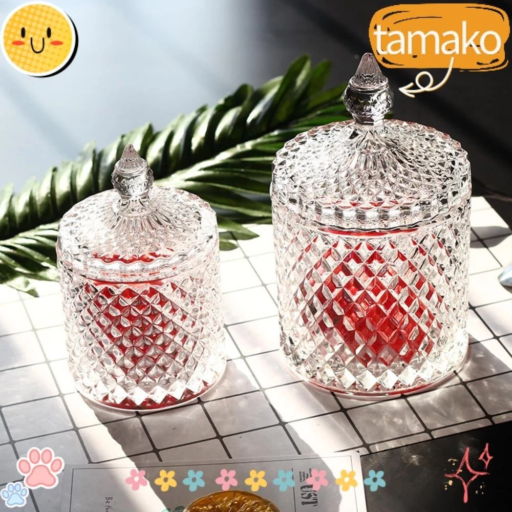 Tamako 300 / 600ML Kính Bảo Quản Đóng Hộp, Màu Pha Lê Thủ Công Hộp Kẹo, Hộ Gia Đình Có Nắp Suger Jar Hộ Gia Đình