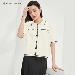 GIORDANO WOMEN Contrasting trims short sleeve cardigan 05354308