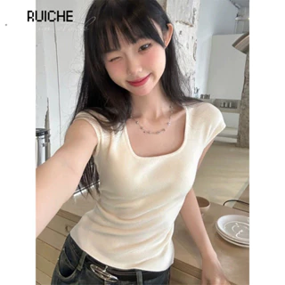 RUICHE áo phông áo thun nữ croptop baby tee Thể thao Korean Thời trang Casual WCS24403CU 14Z240401