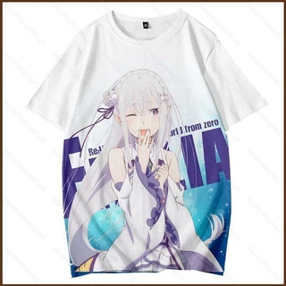 Squar1 Tái Sống Trong Một Thế Giới Khác Từ Không Emilia Cosplay Vải 3D Áo Thun Anime Quần Short haori kimono