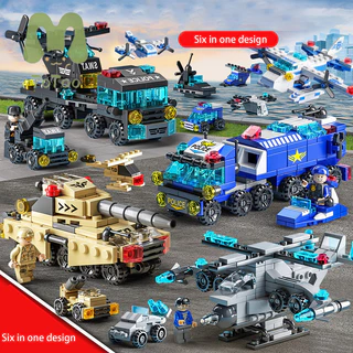 ToToo Tương thích với gạch LEGO Trẻ em lắp ráp giáo dục cảnh đường phố quân sự biến dạng xe cứu hỏa kỹ thuật đồ chơi xe