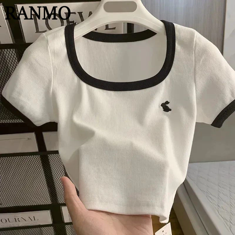 RANMO áo phông áo thun nữ croptop baby tee Cute Trendy Đơn giản Popular A29J1O4 5Z240131