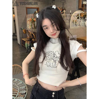 YUSHANLAN áo phông áo thun nữ croptop baby tee Cute Korean xu hướng thời trang WTX24204K6 6Z240206