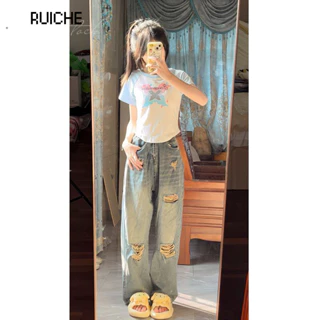 RUICHE áo phông áo thun nữ croptop baby tee Casual Trendy Cute Fashion WTX24205B6 7Z240217