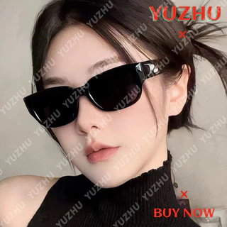 (Yuzhu) Thiết kế thời trang mới Kính râm vuông Boomerang Kính râm che nắng khung đen thời trang Hàn Quốc