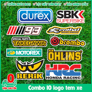 [s3] Combo 10 logo tem xe decal sticker trang trí xe máy nón bảo hiểm, nón , cáng màng mờ , chất liệu chống nước