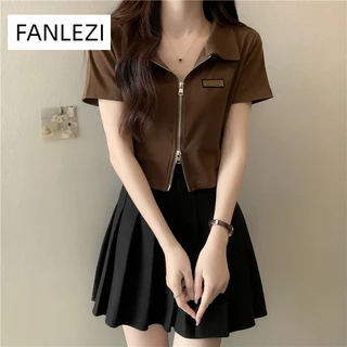  FANLEZI áo polo nữ áo có cổ Casual Comfortable Cổ điển Fashion WCS24406AG 14Z240403