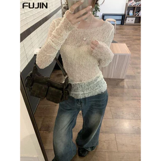 FUJIN áo phông áo thun nữ croptop baby tee Stylish Trendy Vintage Comfortable WTX24409EU 15Z240407