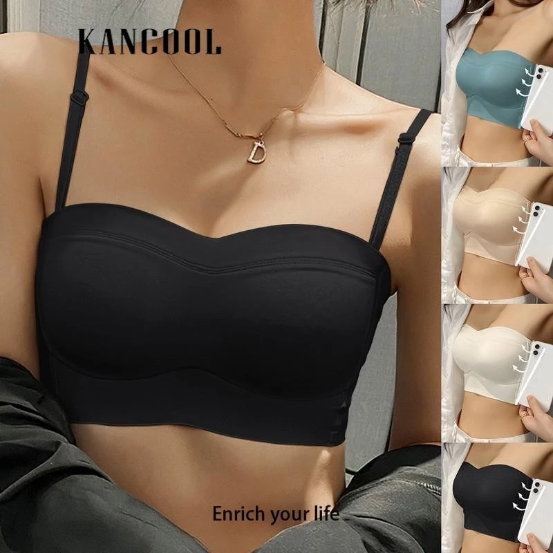 Kancool Áo Ngực quây Plus Kích Thước Ống Áo Ngực Nữ Mỏng Chống Trơn Trượt Ống Top Áo Ngực Vô Hình Chống Trơn Trượt Push Up Áo Ngực