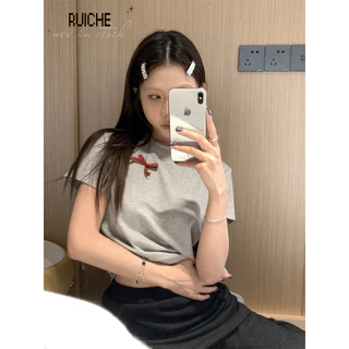 RUICHE áo phông áo thun nữ croptop baby tee Comfortable Thời trang Minimalist hàn quốc WTX2420FL9 9Z240301