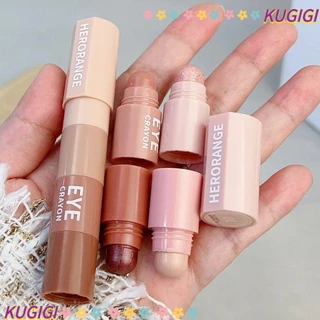 Bút chì phấn mắt KUGIGI, Bút Highlighter lót tằm ngọc trai 4 trong 1, Mỹ phẩm trang điểm mắt Lâu dài lấp lánh Matte Eye Shadow Stick