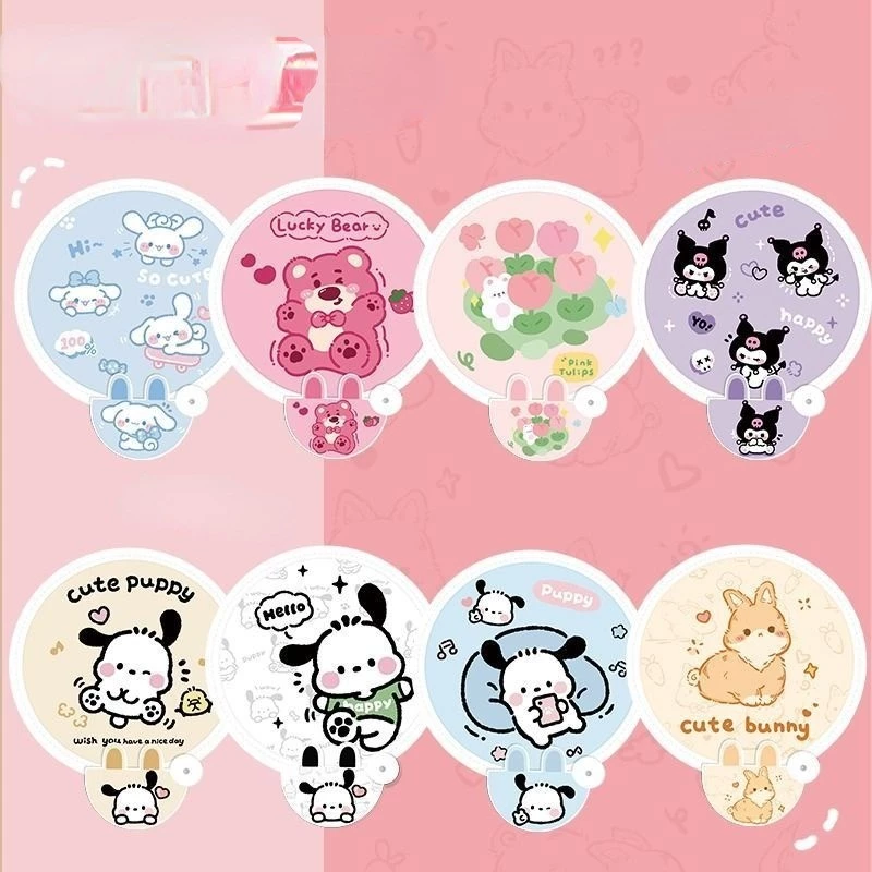 Dễ Thương Sanrio Kuromi Cinnamoroll Giai Điệu Hoạt Hình Gấp Quạt Cầm Tay Quạt Nhỏ Có Tay Cầm