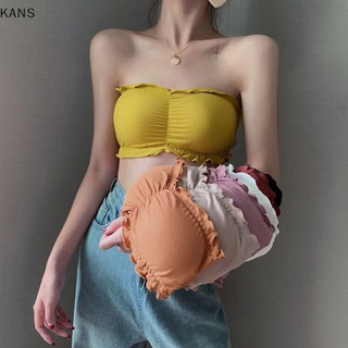 Kans Nữ Gợi Cảm Ruffle quây Push Up Bra Quấn Liền Mạch Vô Hình Lưng vn