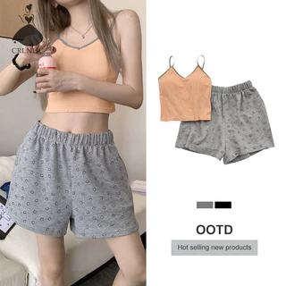 Crlnhc Bộ Đồ Ngủ Áo Hai Dây Và Quần Short Họa Tiết Hoa Thời Trang Mặc Ở Nhà vn