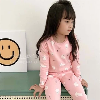 Đồ Ngủ Cho Bé Gái Cotton Hàn Họa Tiết Chú Thỏ Trắng Màu Hồng - Hogi Kids